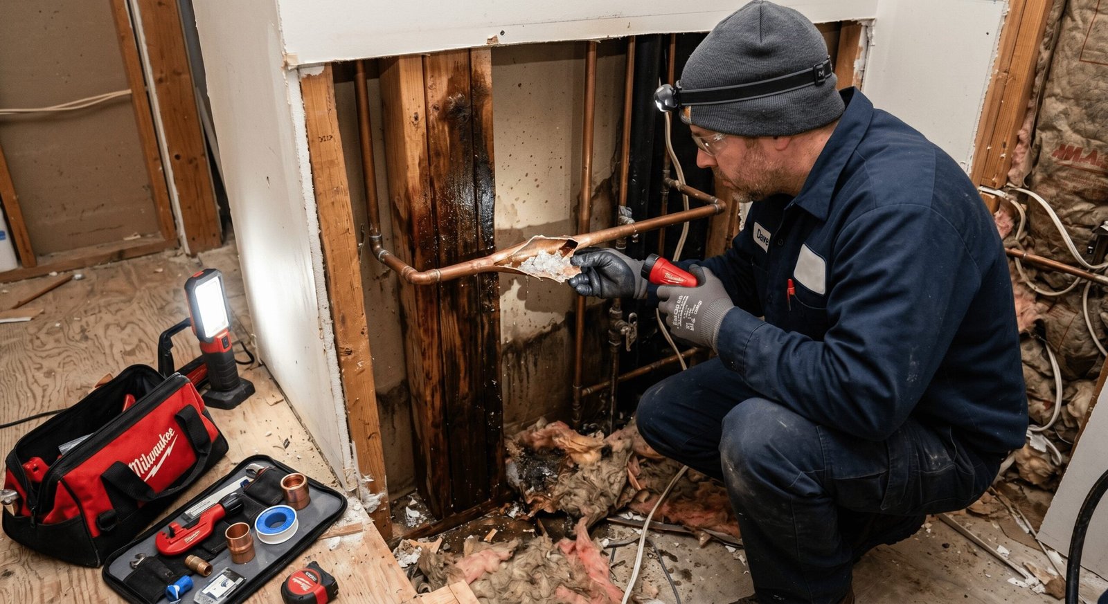 Licensed plumber performing a bathroom plumbing repair in Spokane WA